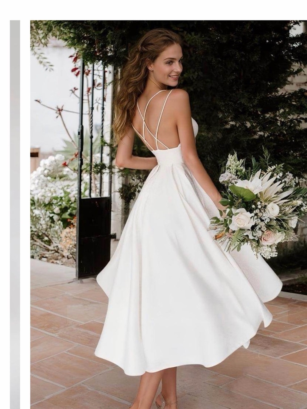 Elegant White Strappy Midi Dress